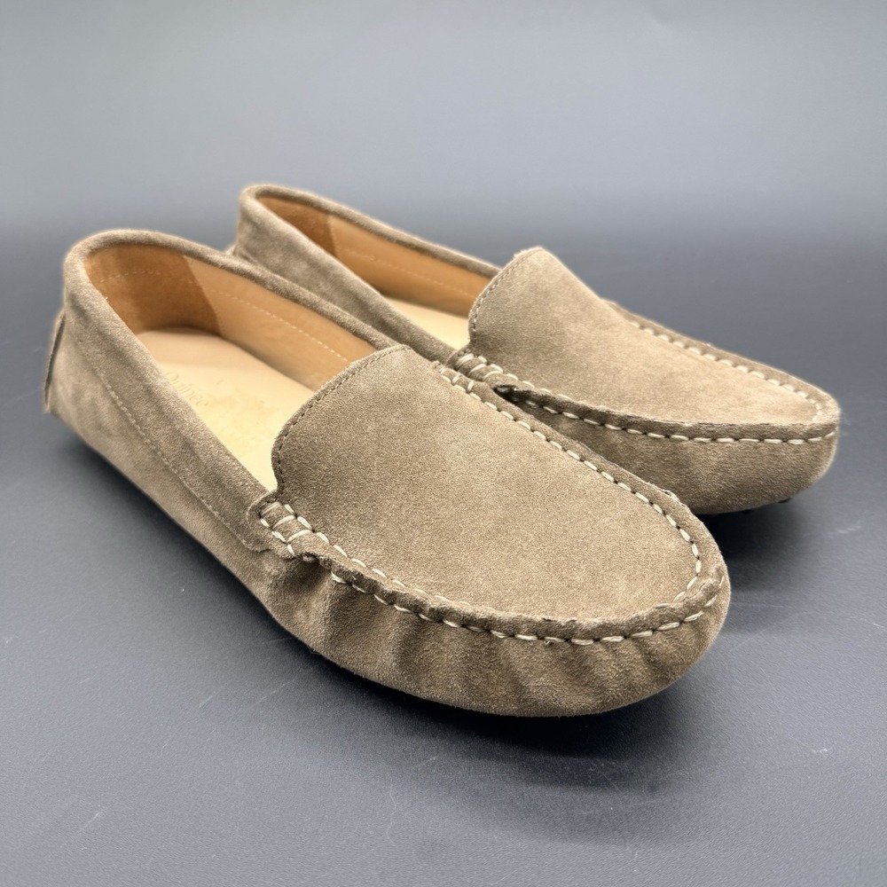 Quince Womens 7 Suede Driving Loafers Taupe Brown Moccasin Slip On Shoes
